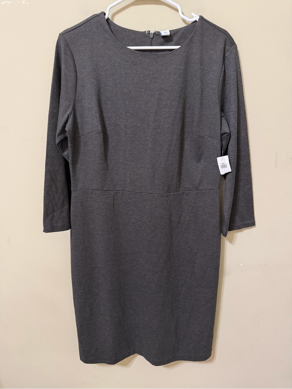 Old Navy Charcoal Midi Sheath structured knit Dress nwt large career event cozy